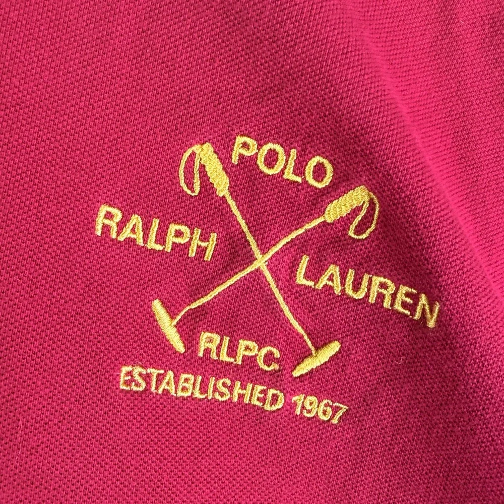 Polo Ralph Lauren Colorblock RLPC Crest Polo Shirt 3 Patch Mens Large Red‎ Navy